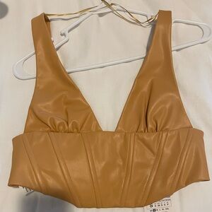 Zara faux leather crop top. Size S. New with tags
